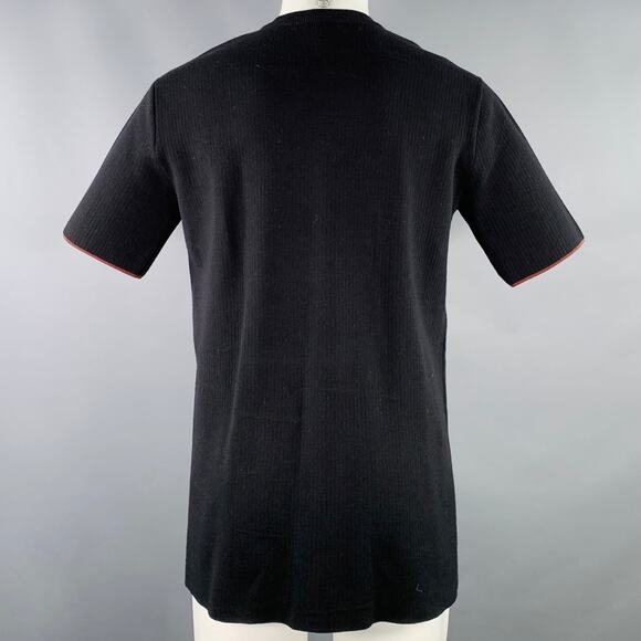 CALVIN KLEIN COLLECTION Size S Black Knit Viscose Virgin Wool T-shirt - Picture 4 of 7